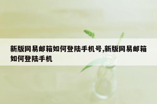 新版网易邮箱如何登陆手机号,新版网易邮箱如何登陆手机