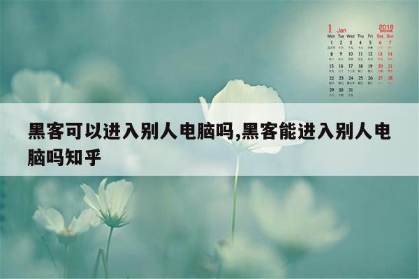 黑客可以进入别人电脑吗,黑客能进入别人电脑吗知乎