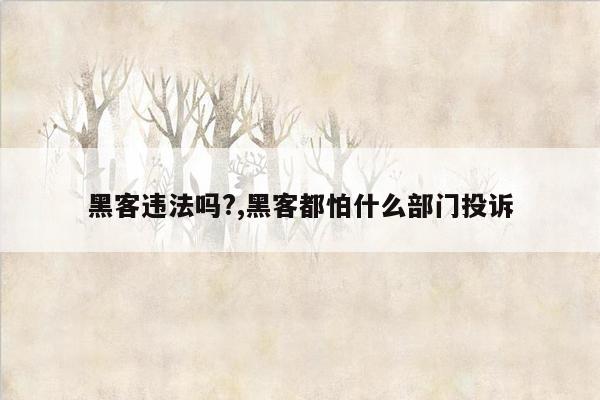 黑客违法吗?,黑客都怕什么部门投诉