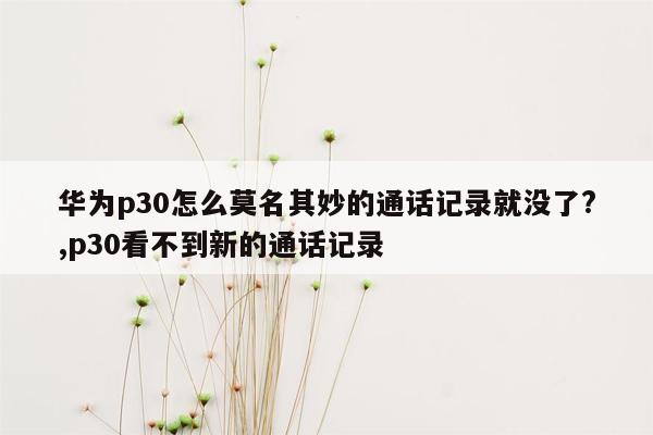 华为p30怎么莫名其妙的通话记录就没了?,p30看不到新的通话记录