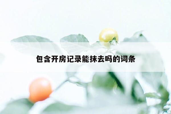 包含开房记录能抹去吗的词条