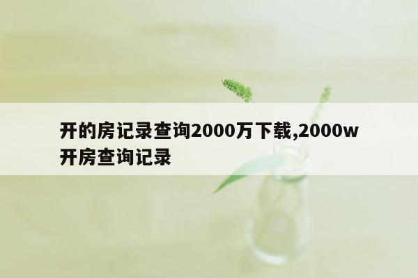 开的房记录查询2000万下载,2000w开房查询记录