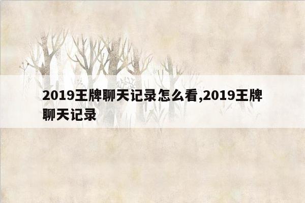 2019王牌聊天记录怎么看,2019王牌聊天记录