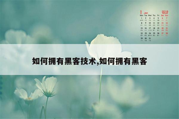 如何拥有黑客技术,如何拥有黑客