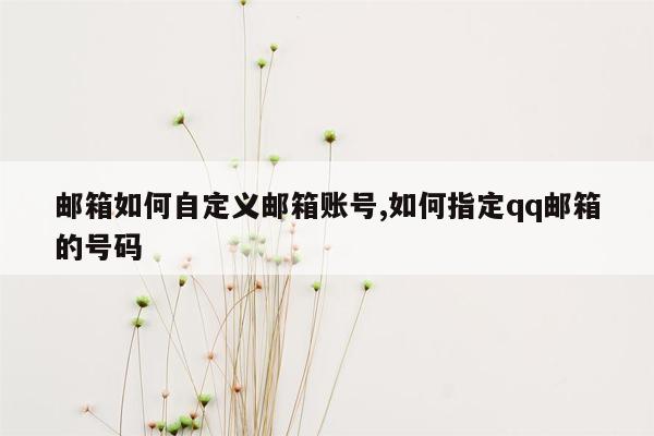 邮箱如何自定义邮箱账号,如何指定qq邮箱的号码