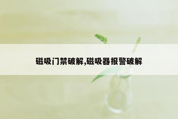 磁吸门禁破解,磁吸器报警破解