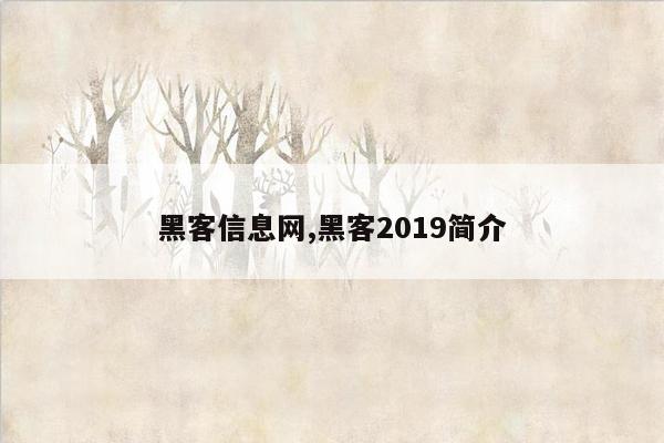 黑客信息网,黑客2019简介