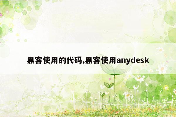 黑客使用的代码,黑客使用anydesk