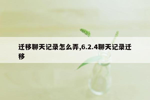 迁移聊天记录怎么弄,6.2.4聊天记录迁移