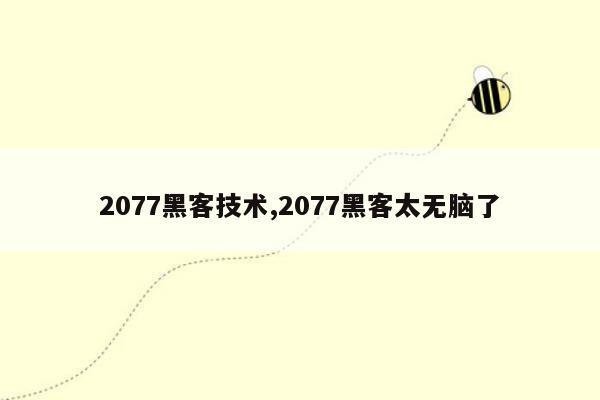 2077黑客技术,2077黑客太无脑了