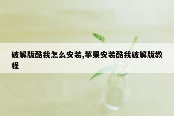 破解版酷我怎么安装,苹果安装酷我破解版教程