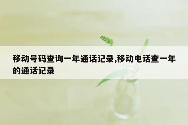 移动号码查询一年通话记录,移动电话查一年的通话记录