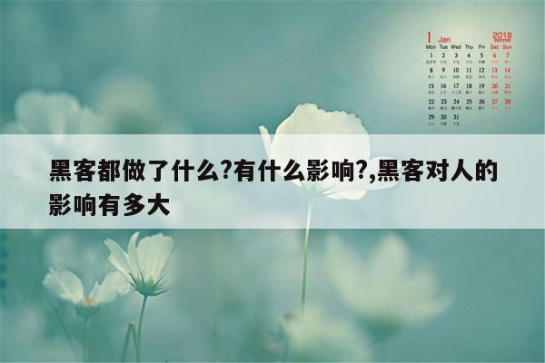 黑客都做了什么?有什么影响?,黑客对人的影响有多大