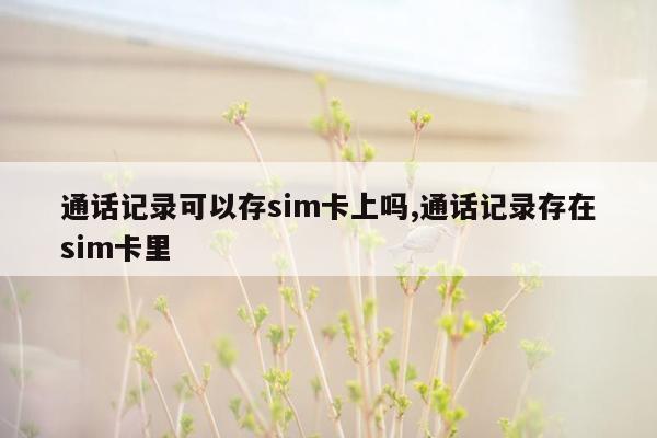 通话记录可以存sim卡上吗,通话记录存在sim卡里