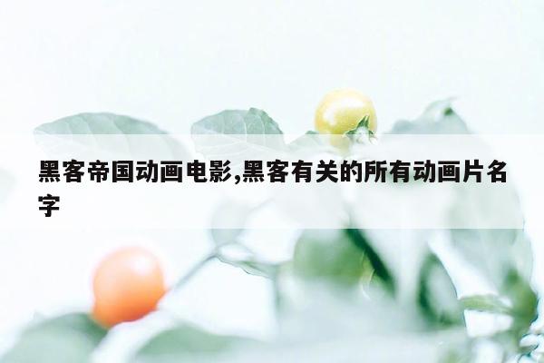 黑客帝国动画电影,黑客有关的所有动画片名字