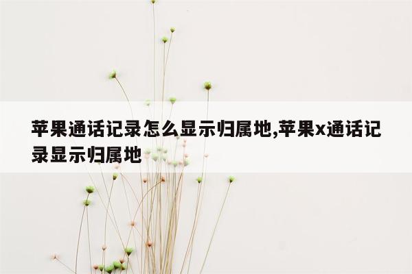 苹果通话记录怎么显示归属地,苹果x通话记录显示归属地