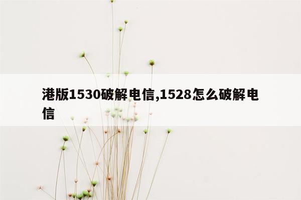 港版1530破解电信,1528怎么破解电信