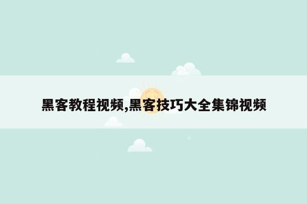 黑客教程视频,黑客技巧大全集锦视频