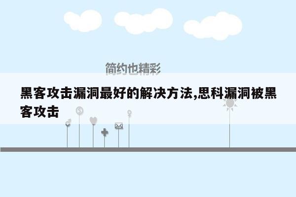 黑客攻击漏洞最好的解决方法,思科漏洞被黑客攻击