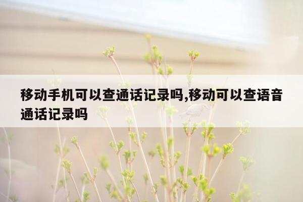 移动手机可以查通话记录吗,移动可以查语音通话记录吗