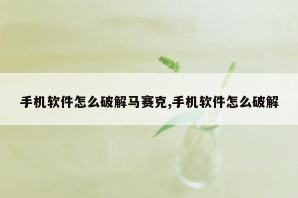 手机软件怎么破解马赛克,手机软件怎么破解