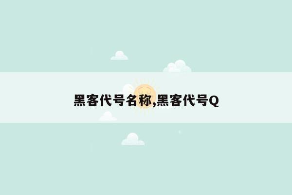 黑客代号名称,黑客代号Q