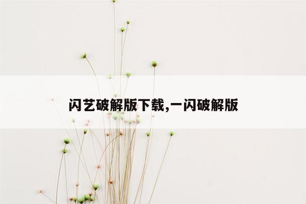 闪艺破解版下载,一闪破解版