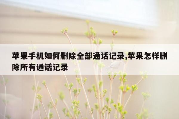 苹果手机如何删除全部通话记录,苹果怎样删除所有通话记录