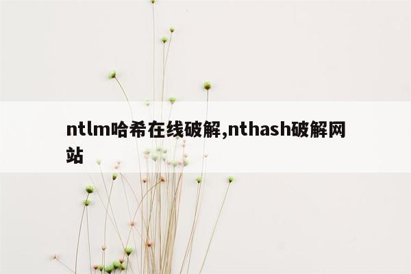 ntlm哈希在线破解,nthash破解网站