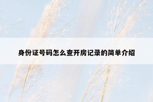 身份证号码怎么查开房记录的简单介绍