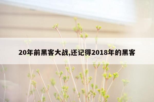 20年前黑客大战,还记得2018年的黑客