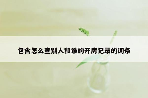 包含怎么查别人和谁的开房记录的词条