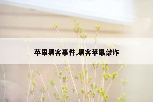 苹果黑客事件,黑客苹果敲诈