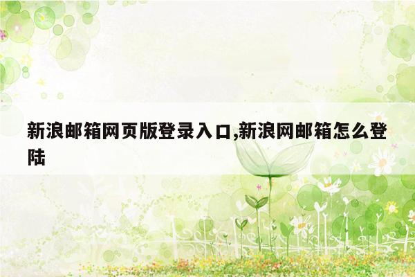 新浪邮箱网页版登录入口,新浪网邮箱怎么登陆