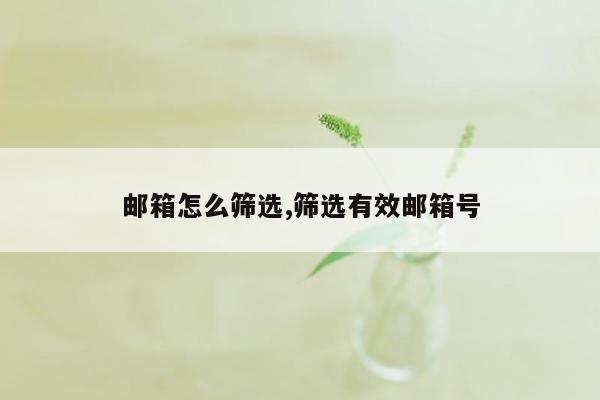 邮箱怎么筛选,筛选有效邮箱号