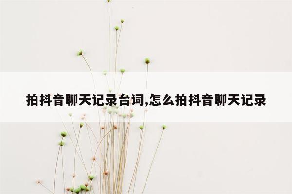 拍抖音聊天记录台词,怎么拍抖音聊天记录