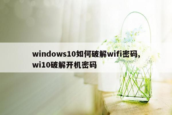 windows10如何破解wifi密码,wi10破解开机密码