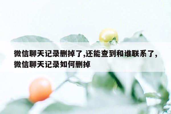 微信聊天记录删掉了,还能查到和谁联系了,微信聊天记录如何删掉