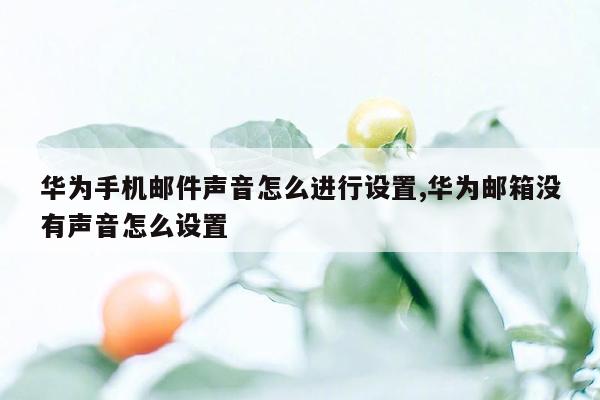 华为手机邮件声音怎么进行设置,华为邮箱没有声音怎么设置