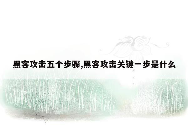 黑客攻击五个步骤,黑客攻击关键一步是什么