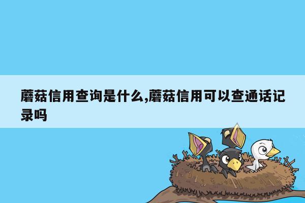 蘑菇信用查询是什么,蘑菇信用可以查通话记录吗