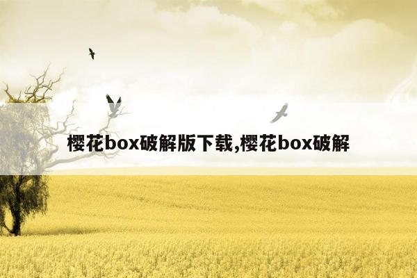 樱花box破解版下载,樱花box破解