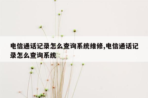 电信通话记录怎么查询系统维修,电信通话记录怎么查询系统