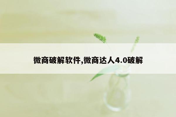 微商破解软件,微商达人4.0破解