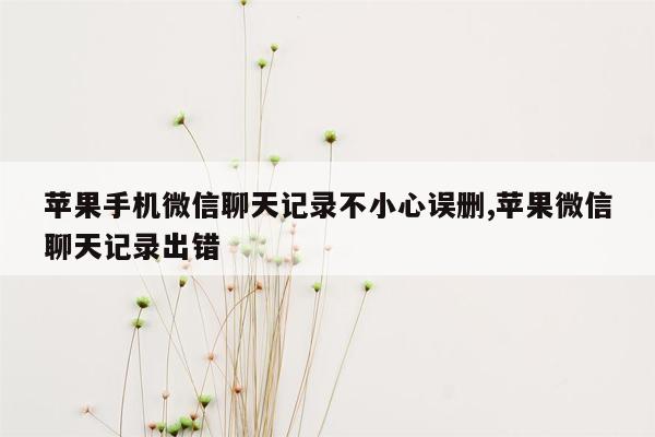 苹果手机微信聊天记录不小心误删,苹果微信聊天记录出错