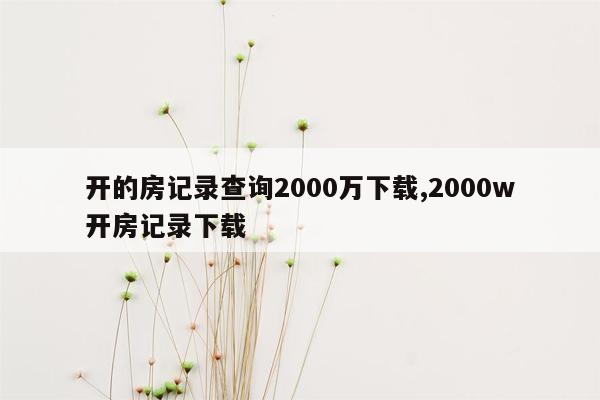 开的房记录查询2000万下载,2000w开房记录下载