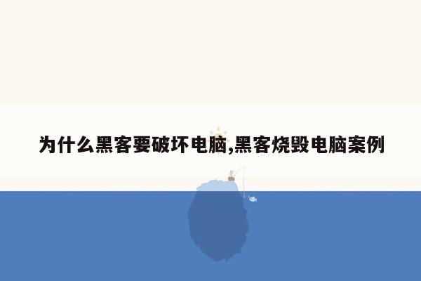 为什么黑客要破坏电脑,黑客烧毁电脑案例