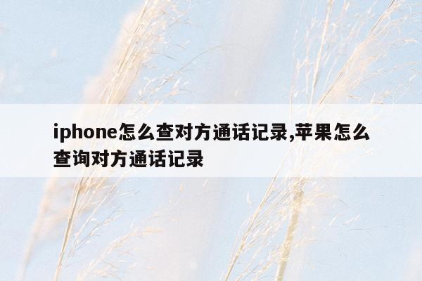 iphone怎么查对方通话记录,苹果怎么查询对方通话记录