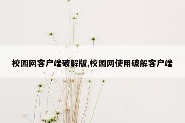 校园网客户端破解版,校园网使用破解客户端