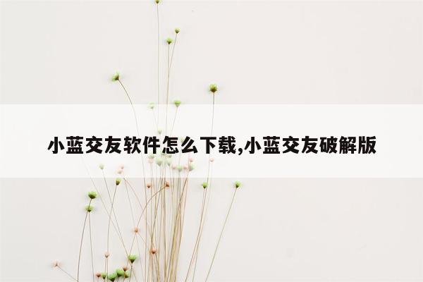 小蓝交友软件怎么下载,小蓝交友破解版